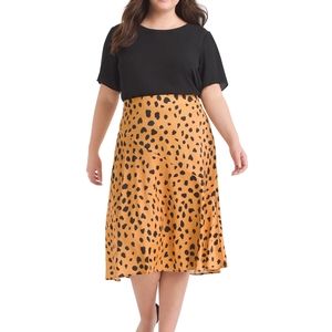 Satin Spot Midi Skirt